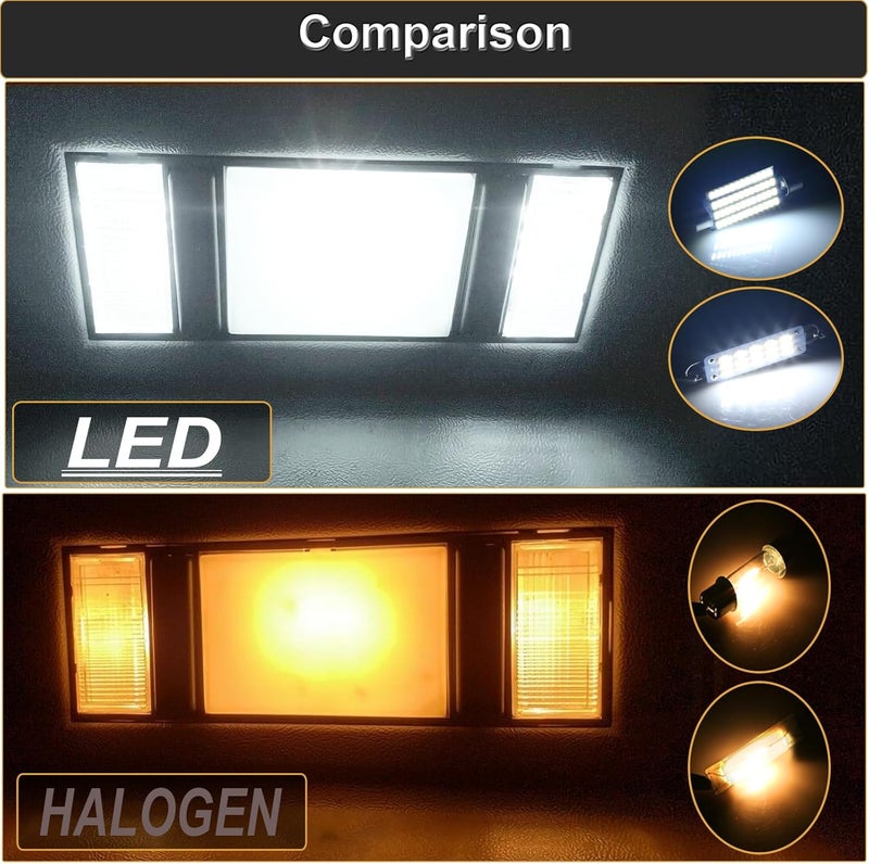 RAVSOFT interior LED Map Dome light bulbs kit assembly For Chevy K1500 K2500 GMC C1500 C2500 1988-2000, Silverado Sierra 1988-1998 Pickup 6000K White, 2 Map + 1 Dome LED light - Image 2